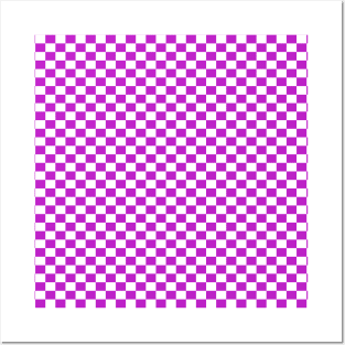 checkered Purple and White Posters and Art